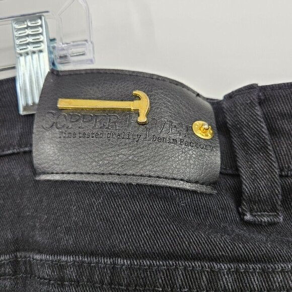 Copper Rivet Distressed Zipper Jeans Black Men’s Size 44x31 Punk Goth Moto Edgy - Picture 5 of 12